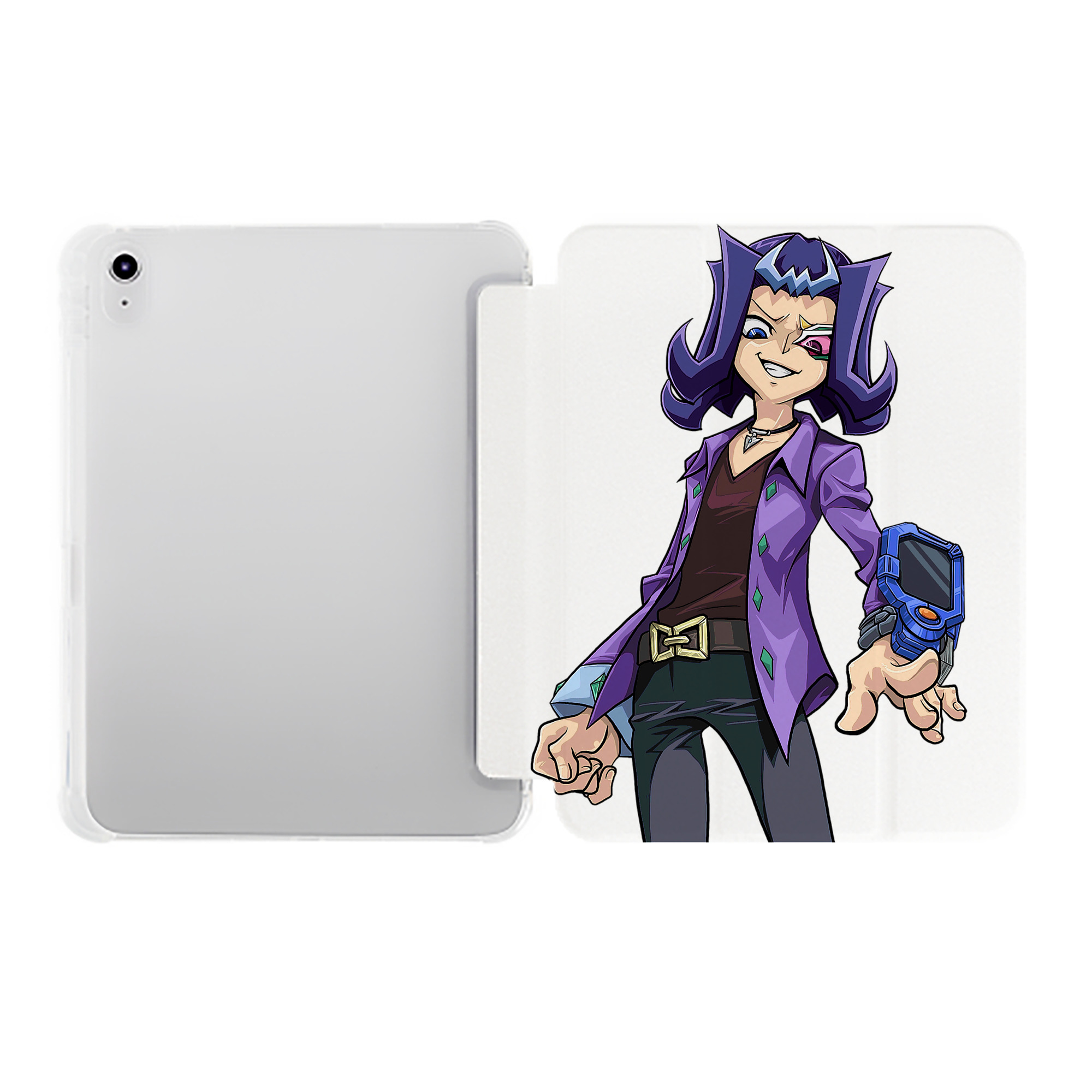 （画像用） 遊☆戯☆王 Yu-Gi-Oh! IPad ケース ペン収納付き 三つ折りスタンド PUレザー×シリコン 対応機種9.5/10.5/10.9インチ